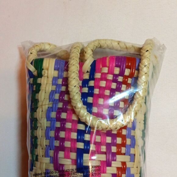 Mexican Wine Tote Vivaterra Plastic Woven New - Picture 2 of 4